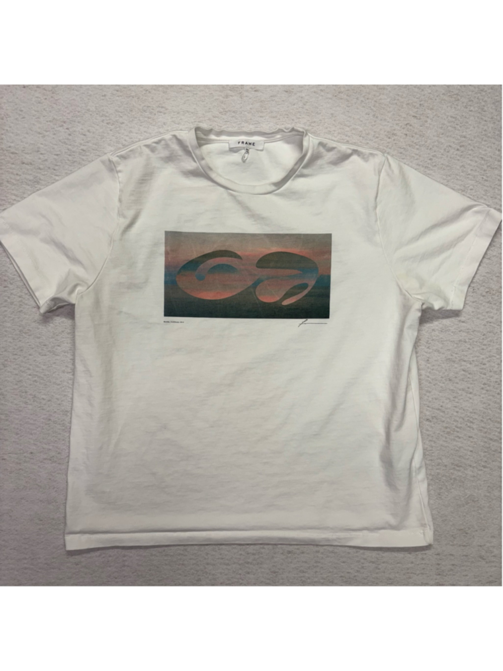 FRAME Men’s Malibu California Abstract Graphic T Shirt Size XXL White